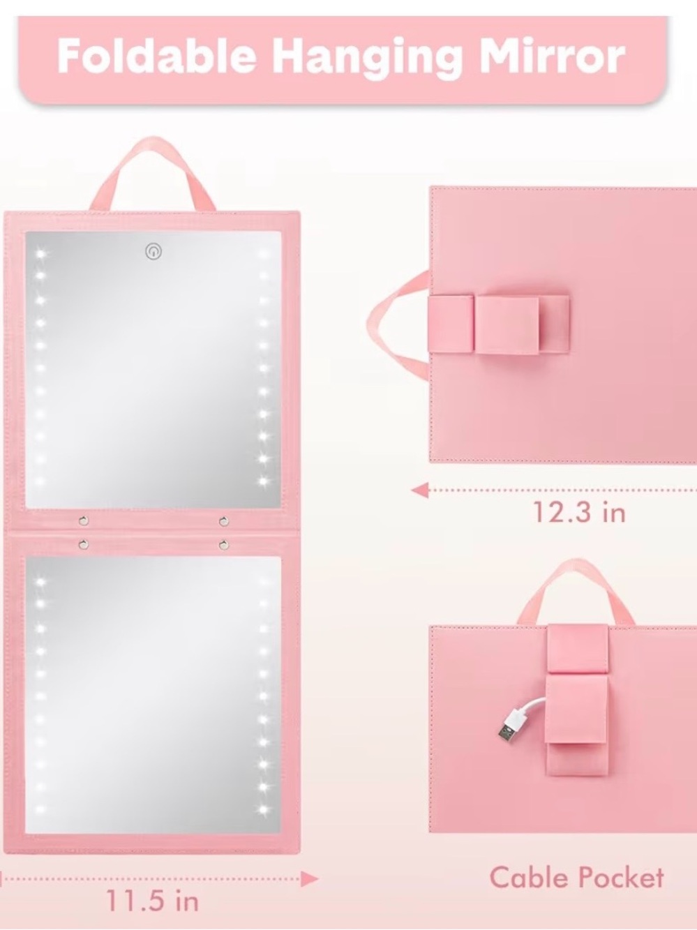Pink LED Ring Light Panel - Dual-Section Vanity Light - Picture 5 of 7
